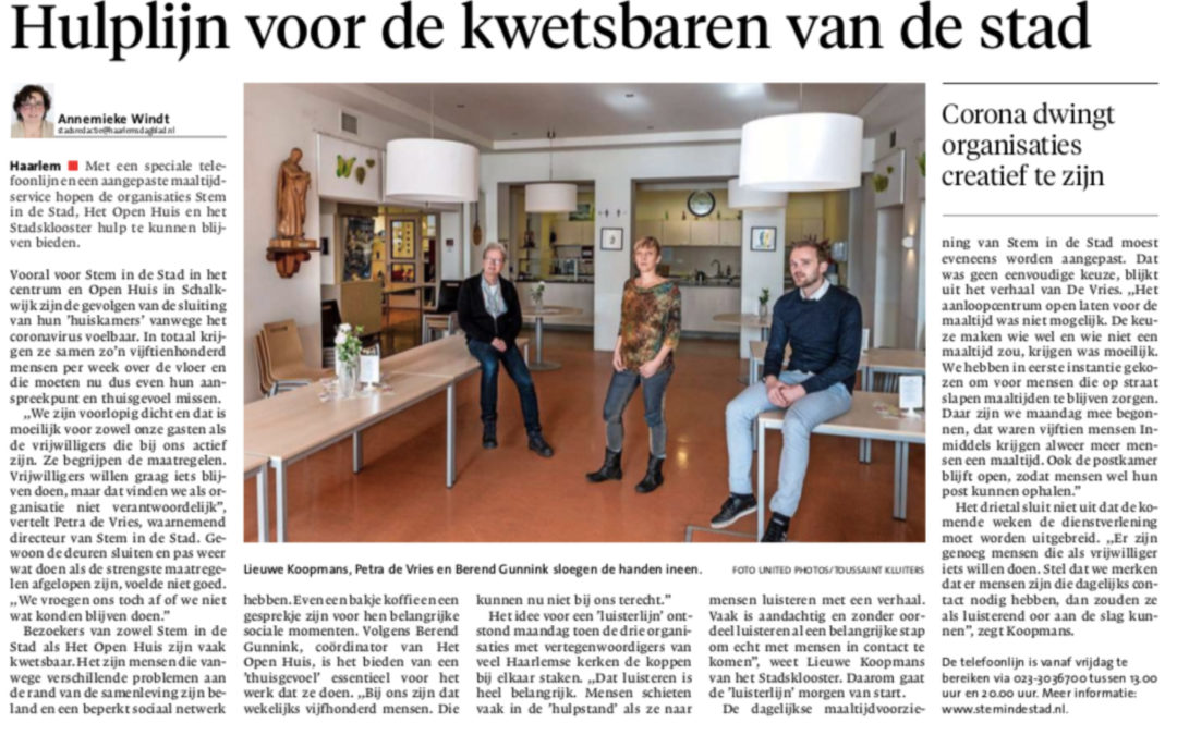 Hulplijn voor de kwetsbaren van de stad