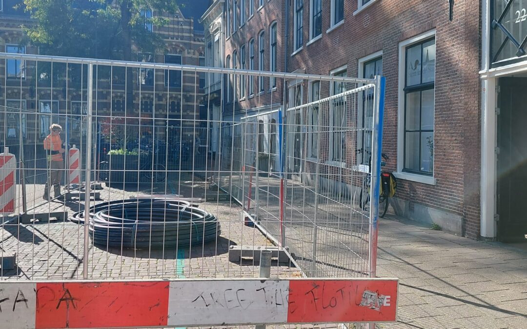 Werkzaamheden voor de deur van Stem in de Stad